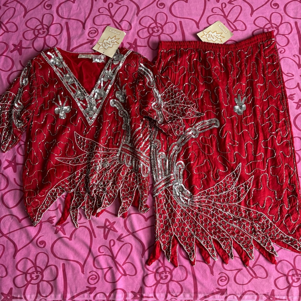 NWT vintage beaded two piece set